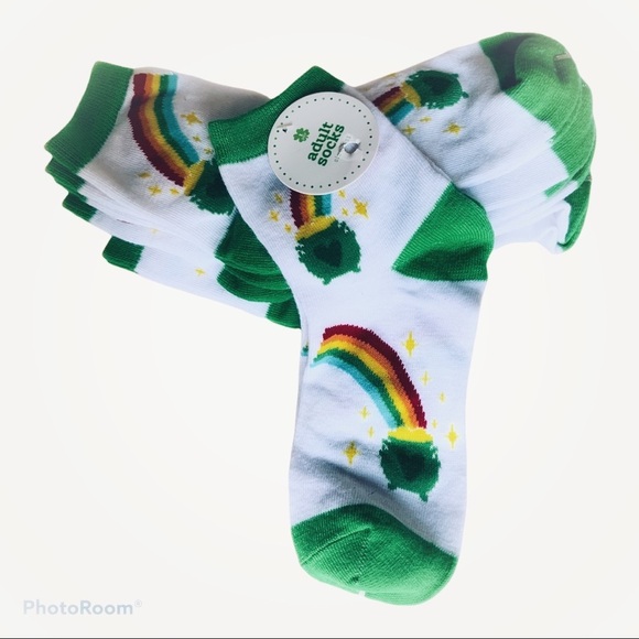 Rainbow Pot of Gold Lucky Ankle Socks Irish Adult 1 Size Unisex - Picture 4 of 7